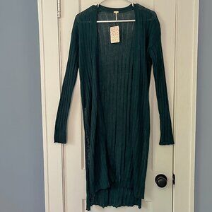 Free People ribby rib cardigan sweater NWT size small linen lightweight boho